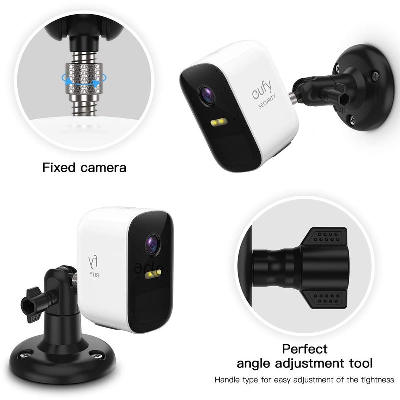 VOMENC Adjustment Wall Mount Holder Compatible with Eufycam 2,eufyCam 2C/2C Pro, 2/2 Pro, 3C/S300, 3/S330 and Other Eufycams Compatible Models,1/4" Screw Camera Wall Mounts (2PACK, Black) - Image 3